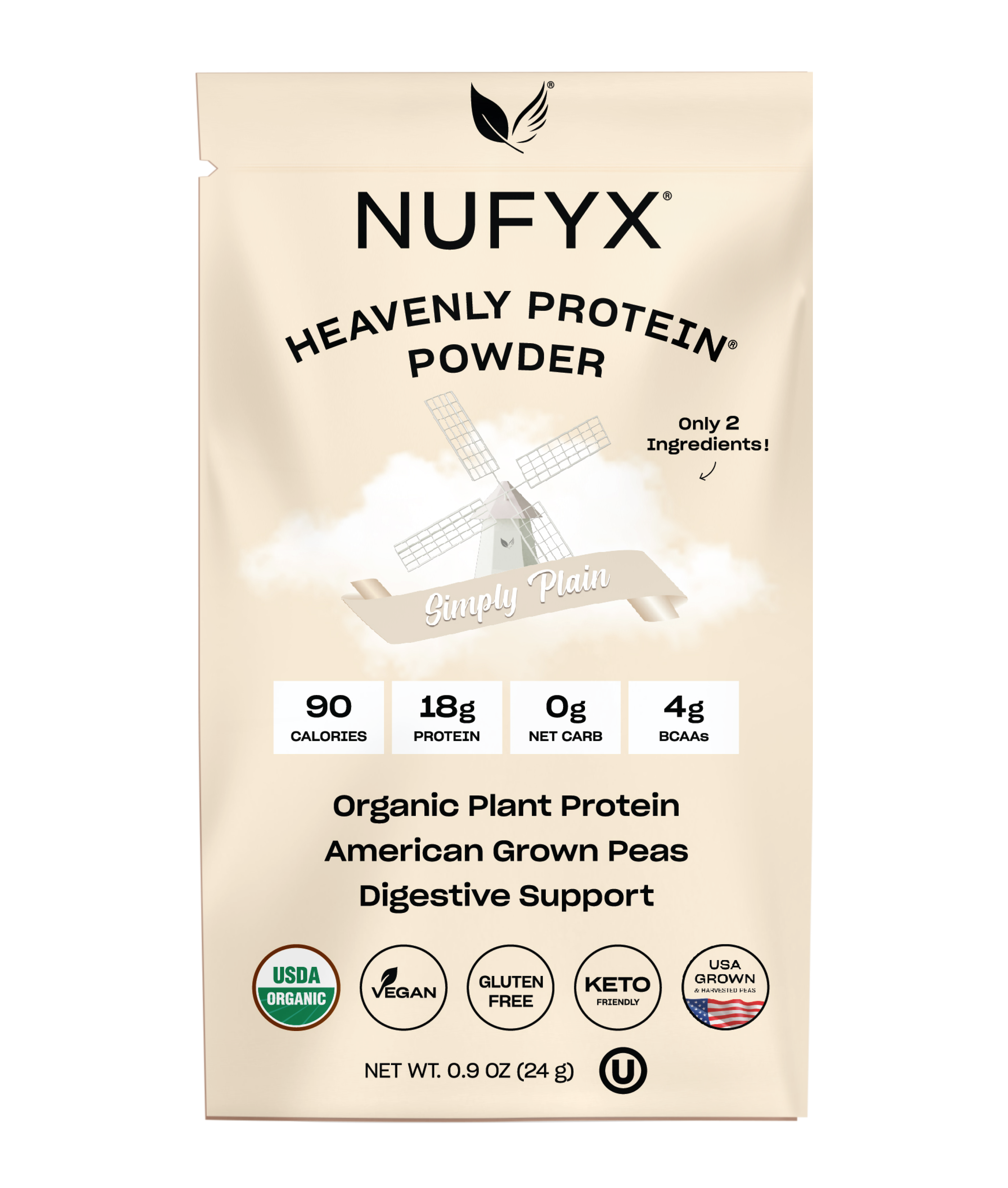 Heavenly Protein Powder, Simply Plain - 1 Packet (24G)