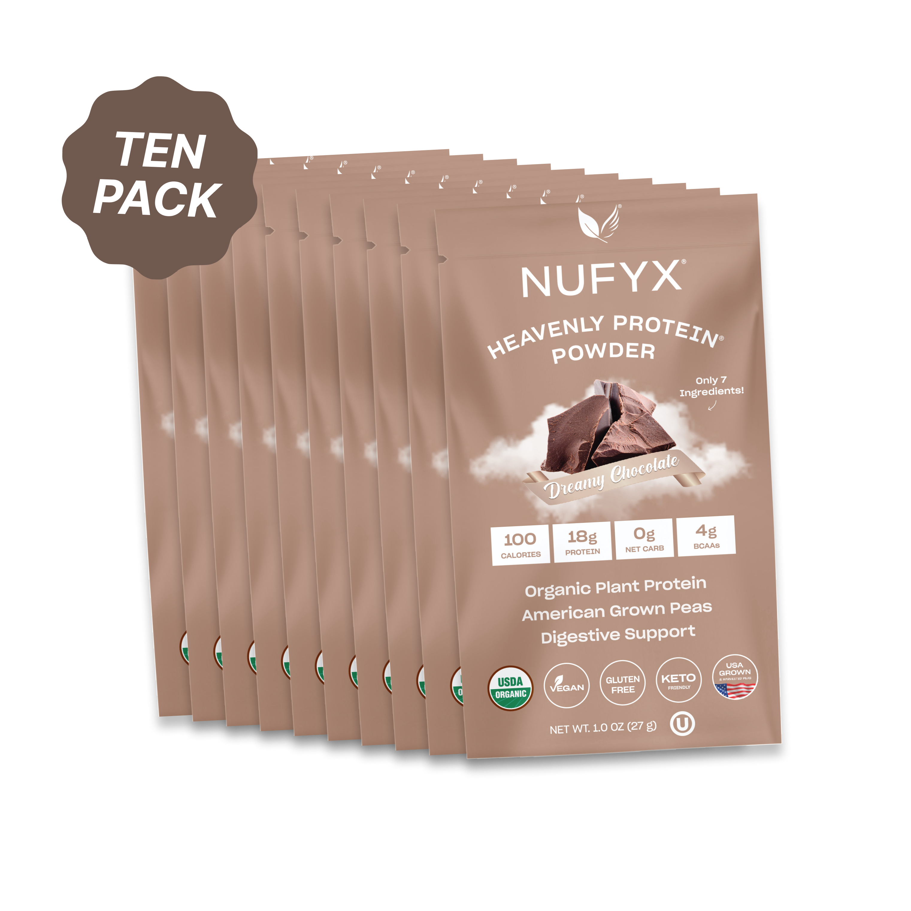 Heavenly Protein Powder, Dreamy Chocolate - 10 Packets (27G)