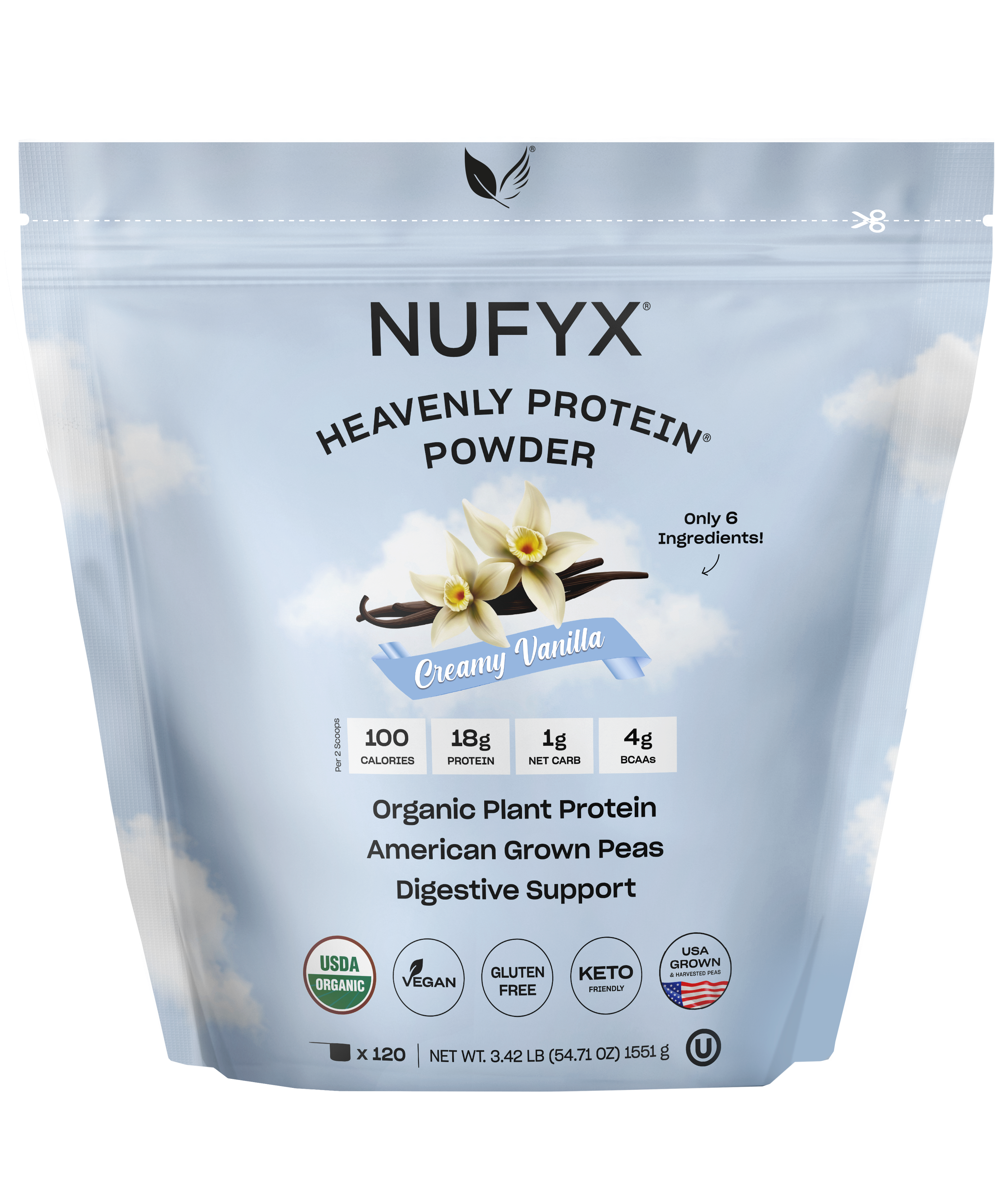 Heavenly Protein Powder, Creamy Vanilla - 3.4 lb (120 scoops