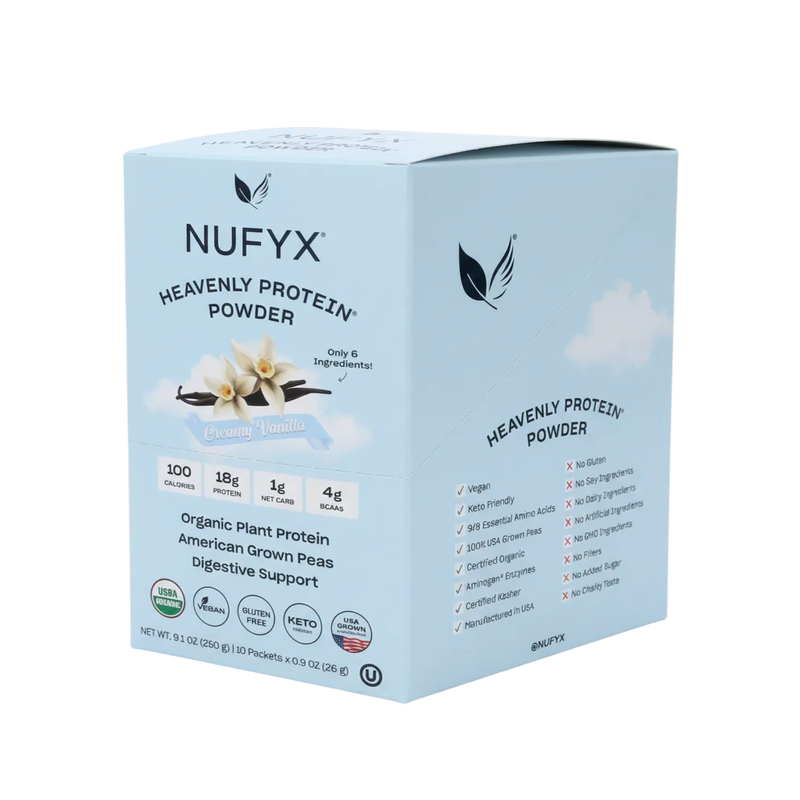 Heavenly Protein Powder, Creamy Vanilla - Box of 10 Packets (26g
