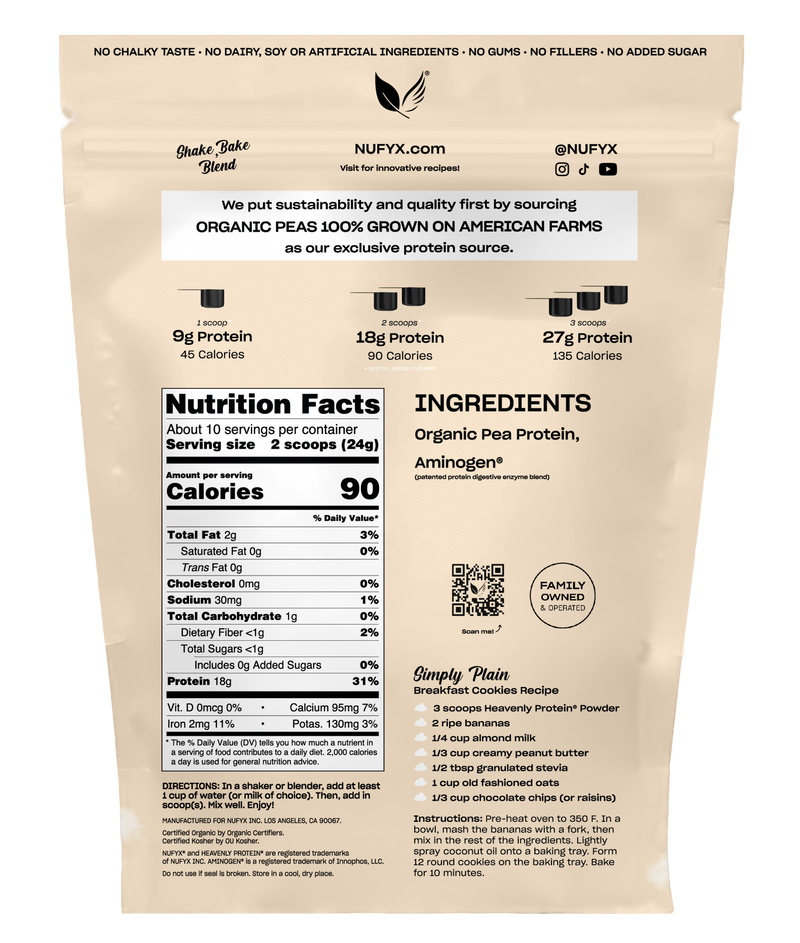 Heavenly Protein Powder, Simply Plain - .6 lb (20 scoops)