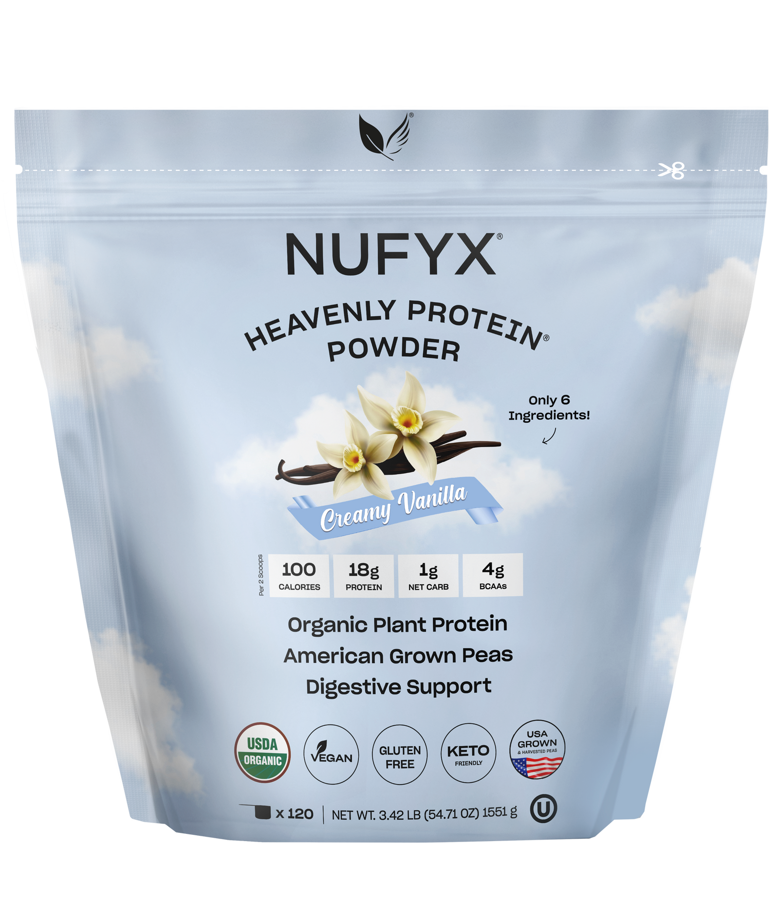 Heavenly Protein Powder, Creamy Vanilla - 3.4 lb (120 scoops