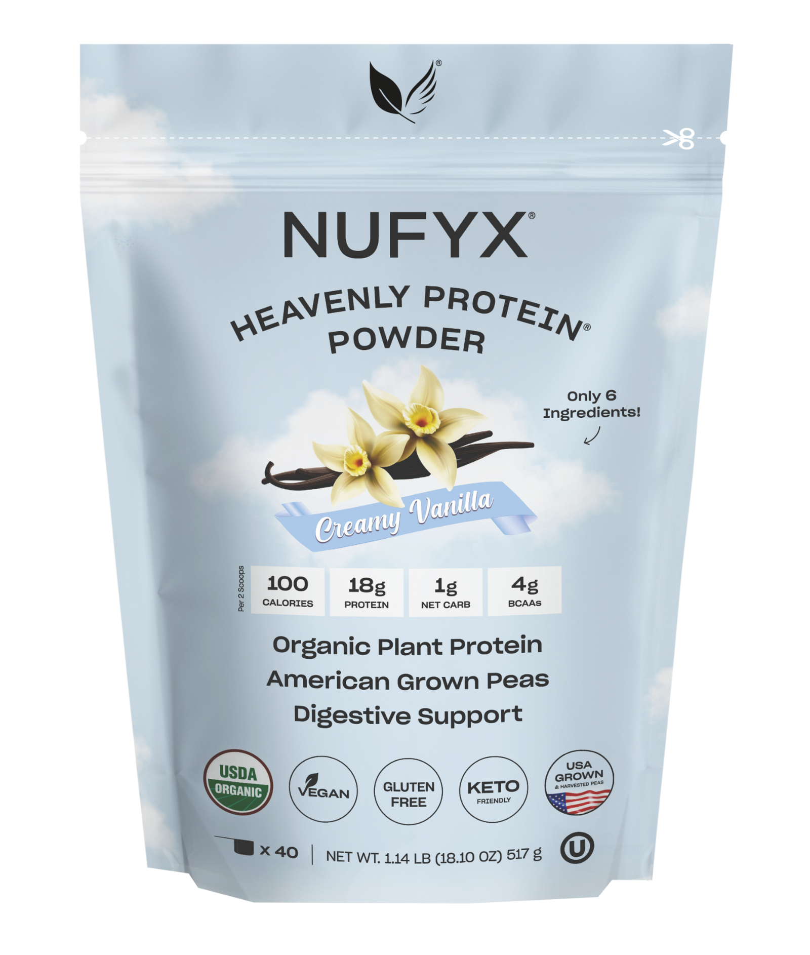 Heavenly Protein Powder, Creamy Vanilla - 1.1 lb (40 scoops