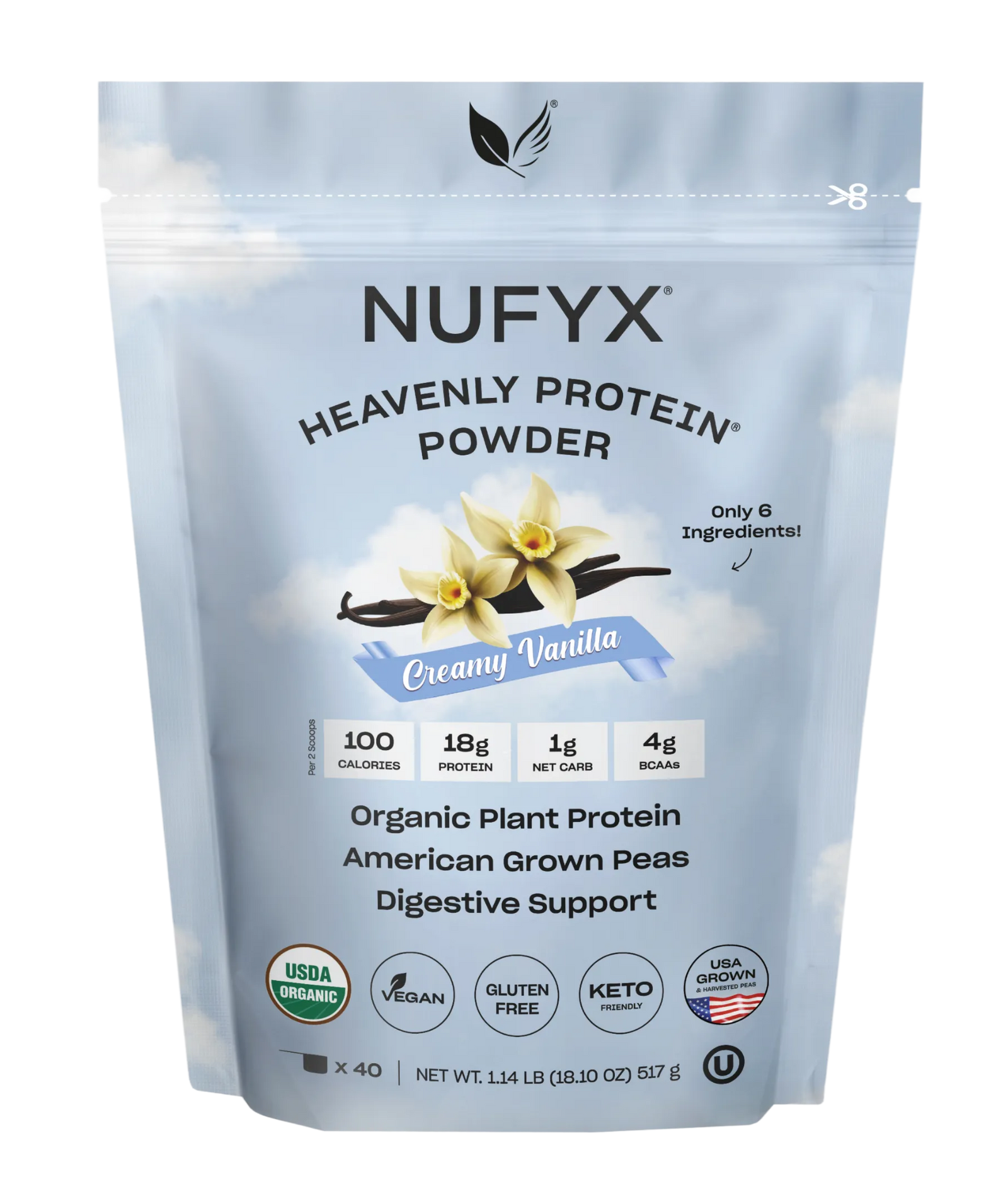 Heavenly Protein Powder, Creamy Vanilla - 1.1 lb (40 scoops
